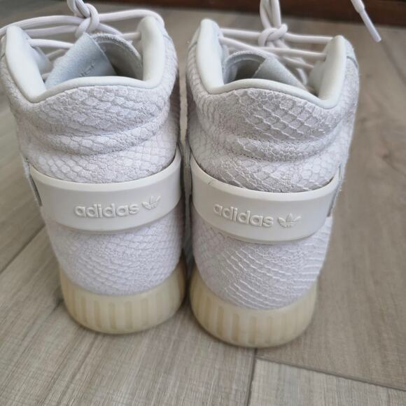 Adidas Tubular Invader Strap Cream Snake High Top Sneakers Men Sz 10.5 BB8943 - Picture 4 of 16